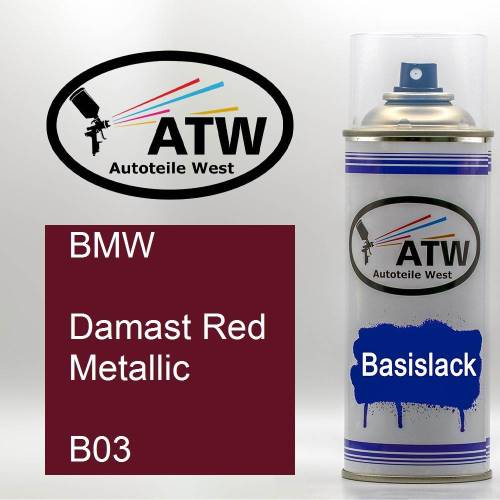 BMW, Damast Red Metallic, B03: 400ml Sprühdose, von ATW Autoteile West.